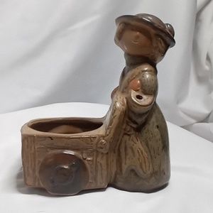 Counterpoint flower cart wagon lady planter figurine
